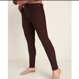 Old Navy Rockstar Women Corduroy Pants Size 10 Regular Maroon Skinny Mid Rise
